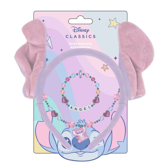 Förpackningen för Angel accessoarset, som visar diademet och smyckena tillsammans med en bild på den rosa karaktären Angel.