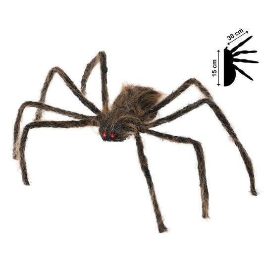 Samma stora, håriga spindel med mått som visar dess storlek.