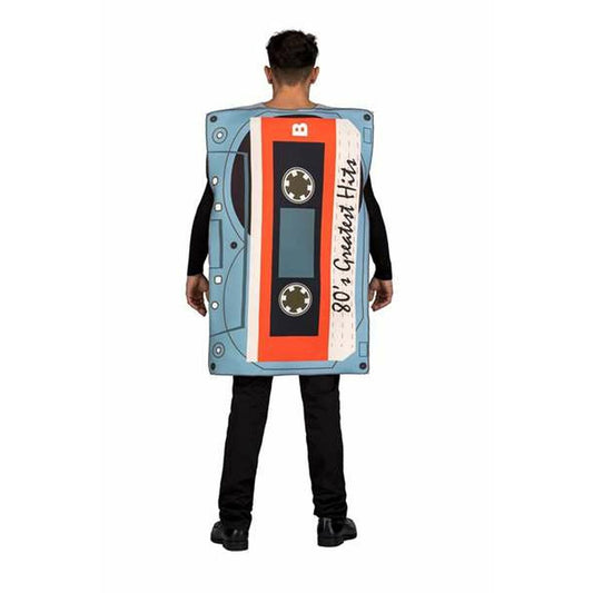 Baksidan av en man som bär kassettbandsdräkten, som visar B-sidan av kassetten.