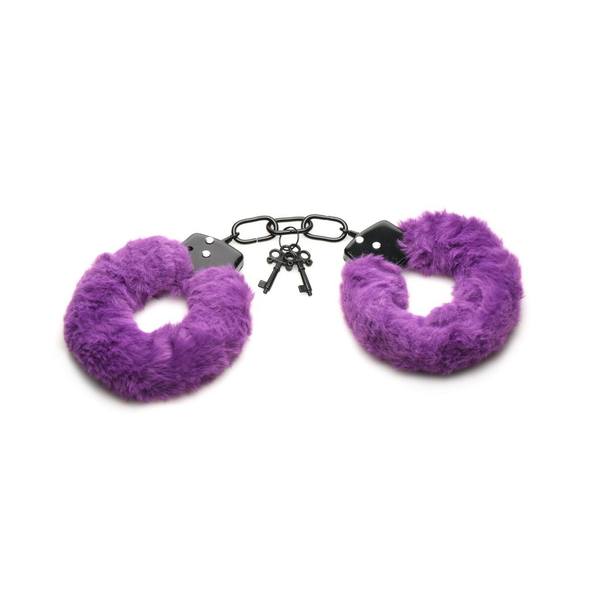 De fluffiga, lila handbojorna sedda snett framifrån.
