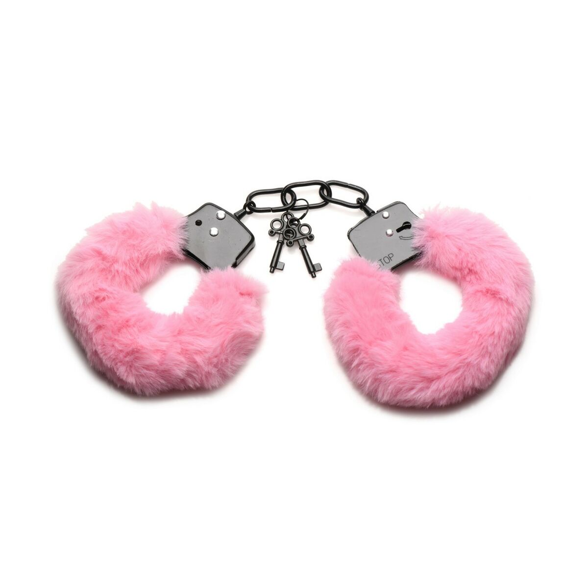 De fluffiga, rosa handbojorna sedda snett framifrån.