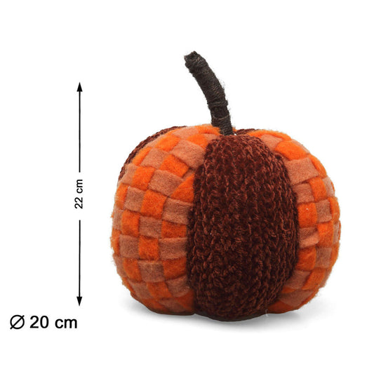Den rutiga tygpumpan visas med sina mått, 22 cm hög och 20 cm i diameter.