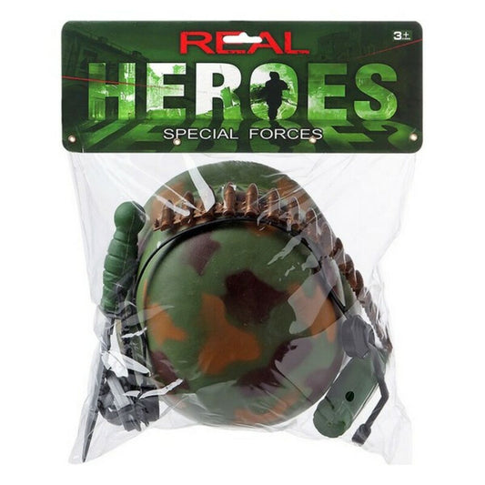 Ett komplett militär-leksaksset för barn i sin originalförpackning med texten "REAL HEROES SPECIAL FORCES".