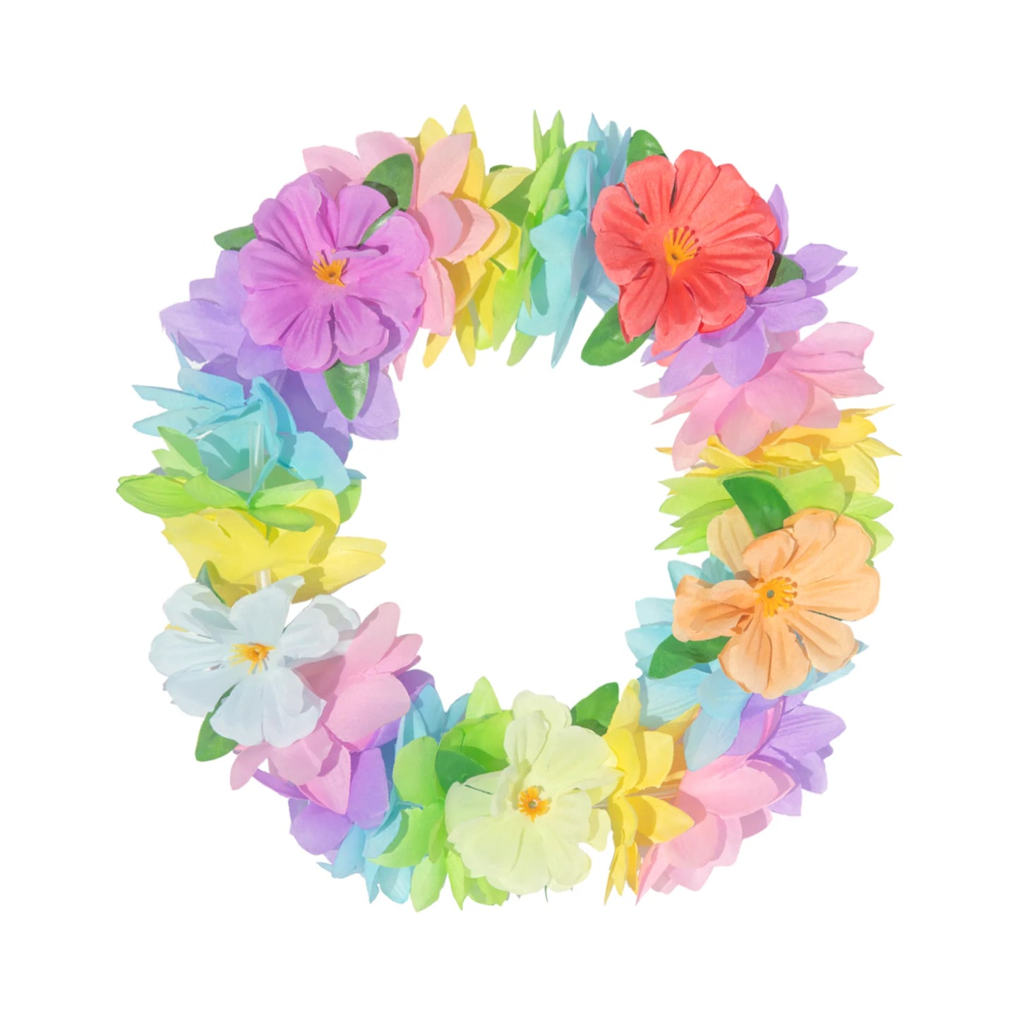 Blomsterkrans Hawaii Pastell Elastiskt Pannband 54 cm