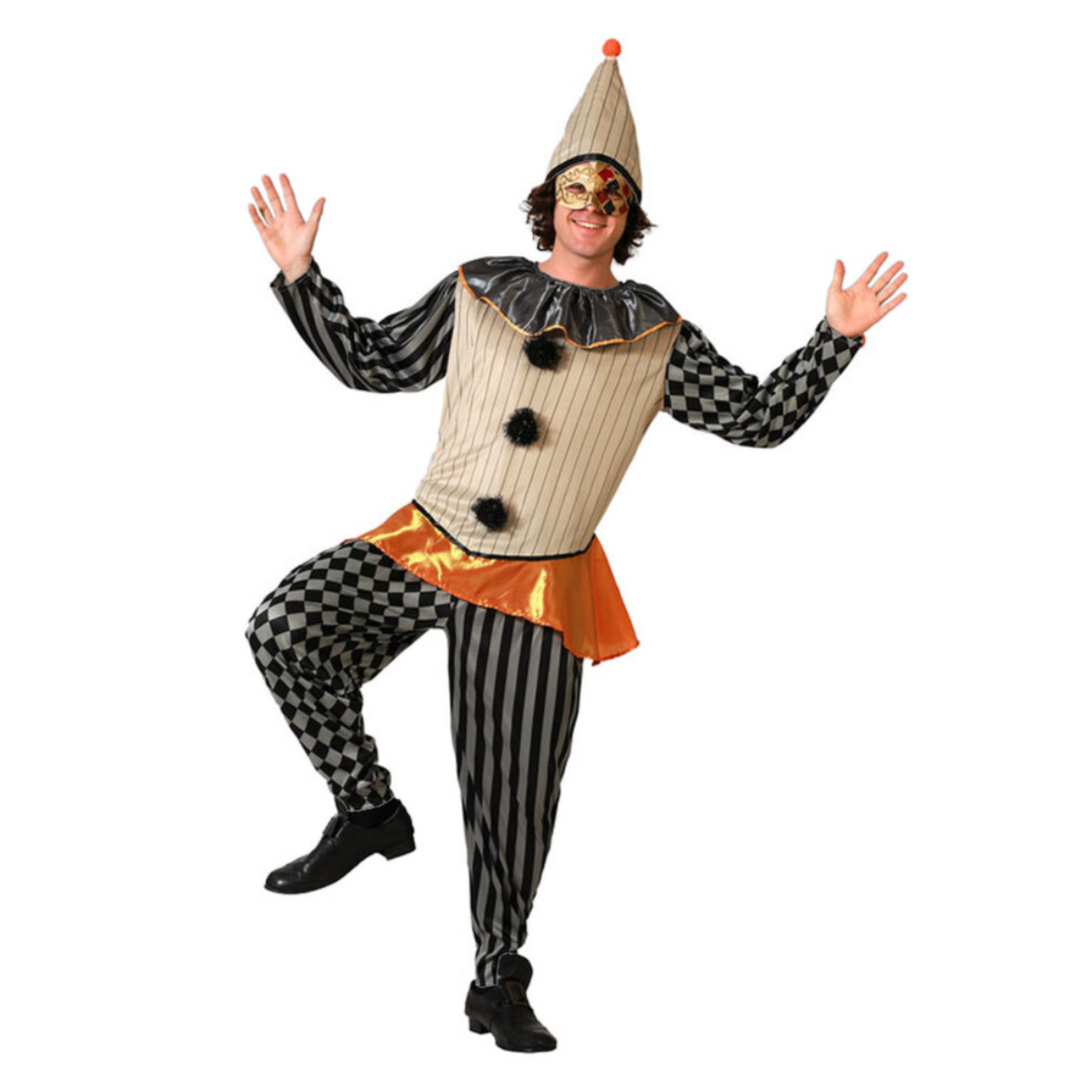 Härlig Harlekin Maskeraddräkt med Hatt