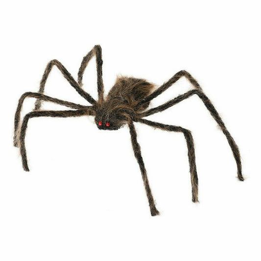 n stor, Gigantisk Hårig Brun Spindel med långa, smala ben och röda ögon.