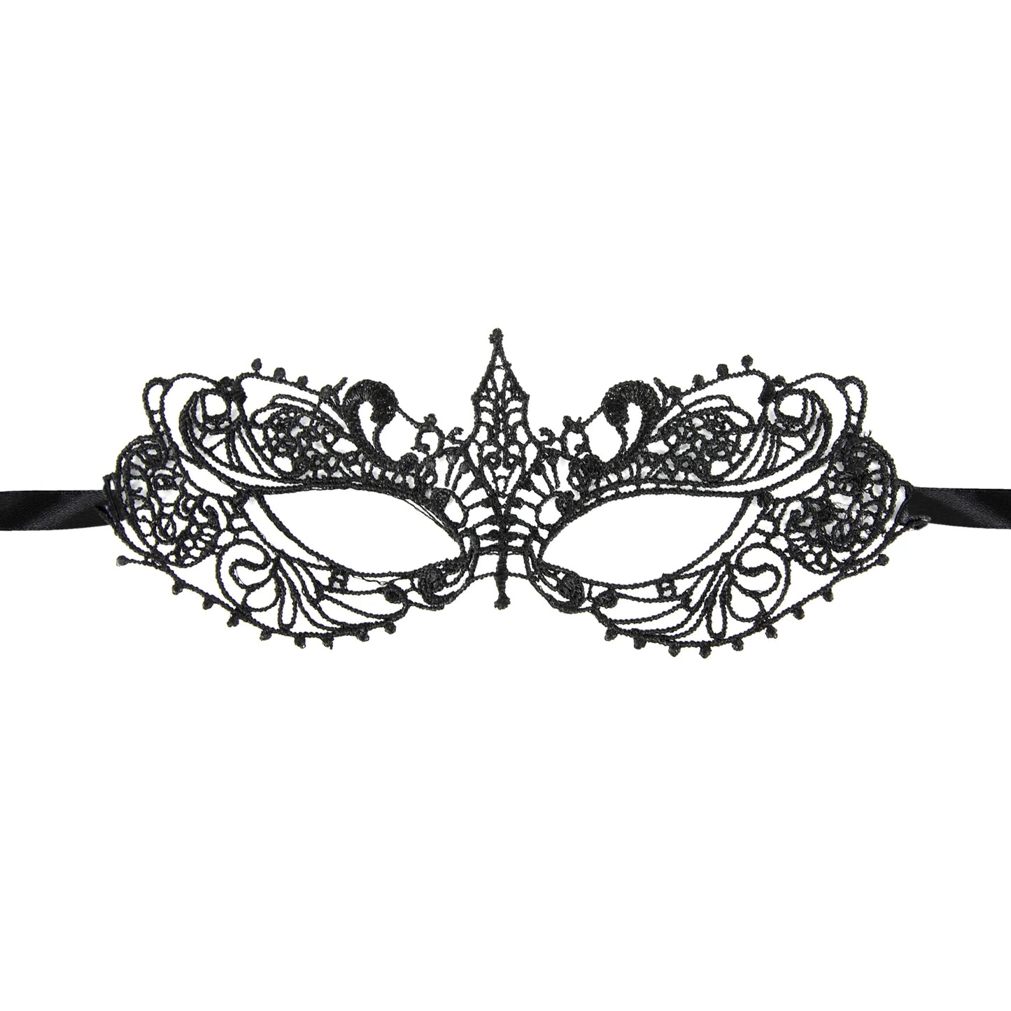 Elegant Svart Venetiansk Svanmask i Spets