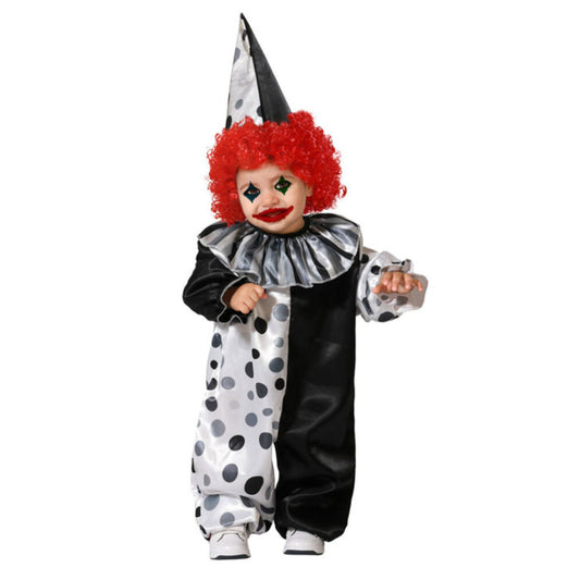 Busig Monokrom Clown Maskeraddräkt 2-3 år