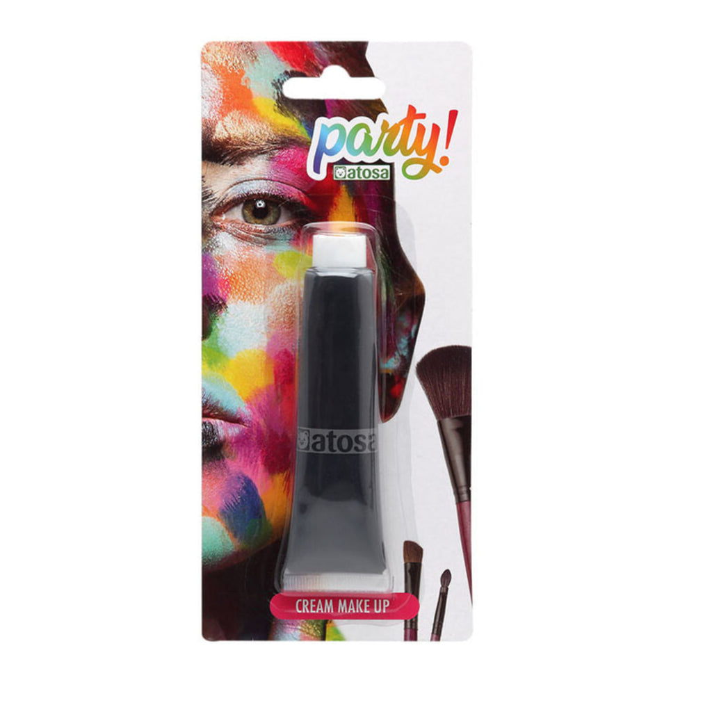 En svart tub med "Cream Make Up" i sin färgglada originalförpackning från Atosa Party.